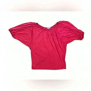 Vivienne Tam Womens Bat Sleeve Scoop Neck Jersey in Fuisha Pink Shirt Size Small